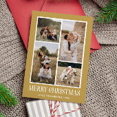 シンプルメリークリスマス4フォトコラージュ |金ゴールド シーズンカード