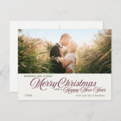 シンプルメリークリスマス | 1枚のフォトカスタム ポストカード (正面/裏面)