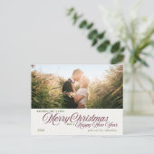 シンプルメリークリスマス | 1枚のフォトカスタム ポストカード (スタンド正面)