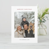 シンプルメリーベビークリスマスドッグファミリー写真 シーズンカード (スタンド正面)