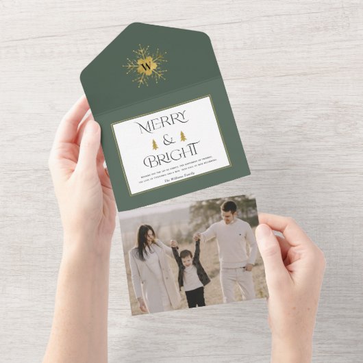 シンプルメリーモダンと明るいクリスマス オールインワン招待状 (貼ってはがせる)
