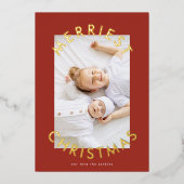 シンプルメリーモダンはっきりしたChrimas Photo 箔シーズンカード (正面)