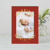 シンプルメリーモダンはっきりしたChrimas Photo 箔シーズンカード (立ち正面)