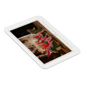 シンプルメリーモノグラムのクリスマス写真家族 マグネット (右側)