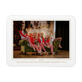シンプルメリーモノグラムのクリスマス写真家族 マグネット (横)