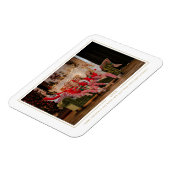 シンプルメリーモノグラムのクリスマス写真家族 マグネット (左側)