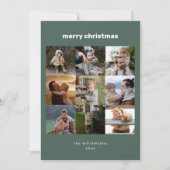 シンプルメリー数々のクリスマス写真グリッドかわいい緑 シーズンカード (正面)