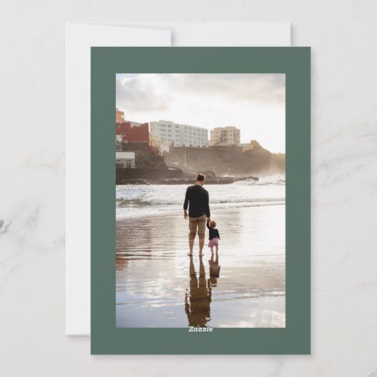 シンプルメリー数々のクリスマス写真グリッドかわいい緑 シーズンカード (裏面)