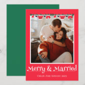 シンプルメリー結婚したChristmas Photo シーズンカード (正面/裏面)