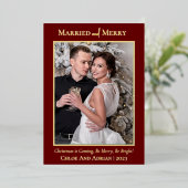 シンプルメリー結婚したChristmas Photo 箔シーズンカード (立ち正面)