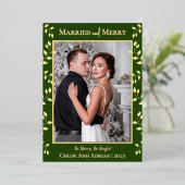 シンプルメリー結婚したChristmas Photo 箔シーズンカード (立ち正面)