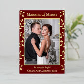 シンプルメリー結婚したChristmas Photo 箔シーズンカード (立ち正面)