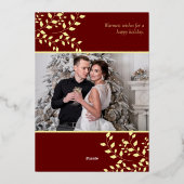 シンプルメリー結婚したChristmas Photo 箔シーズンカード (裏面)