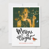 シンプルメリーPhoto and Bright Red Christmas Robin シーズンカード (正面)