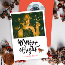 シンプルメリーPhoto and Bright Red Christmas Robin