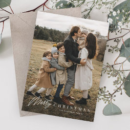 シンプルメリーScript 3 Photo Christmas シーズンカード