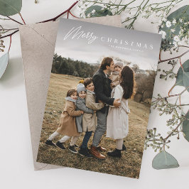シンプルメリーScript 3 Photo Christmas シーズンカード