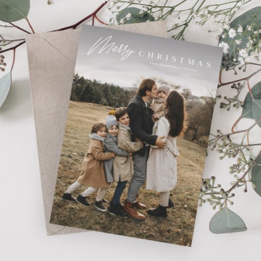 シンプルメリーScript 3 Photo Christmas シーズンカード