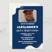 シンプルメンズ写真99歳の誕生日招待状 招待状 (正面/裏面)