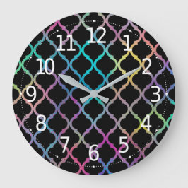 シンプルモエレガントカラフルロモダンッロッコパターン | ラージ壁時計
