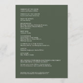 シンプルモスグリーン孤立した名結婚前の式 プログラム (裏面)