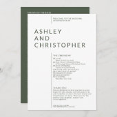 シンプルモスグリーン孤立した名結婚前の式 プログラム (正面/裏面)