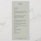 シンプルモス&セージモノグラムウェディングレセプション メニュー (正面)