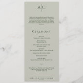 シンプルモス&セージ緑モノグラム結婚の式 プログラム (正面)