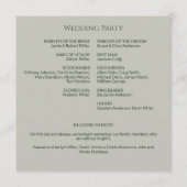 シンプルモス&セージ緑モノグラム結婚の式 プログラム (裏面)