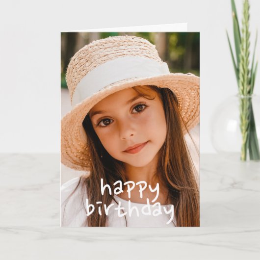 シンプルモダンおもしろいカスタム写真誕生日 カード (正面)
