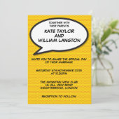 シンプルモダンおもしろい漫画結婚ブック 招待状 (スタンド正面)