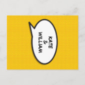 シンプルモダンおもしろい漫画結婚帳 インビテーションポストカード (裏面)