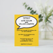 シンプルモダンおもしろい漫画結婚帳 インビテーションポストカード (スタンド正面)