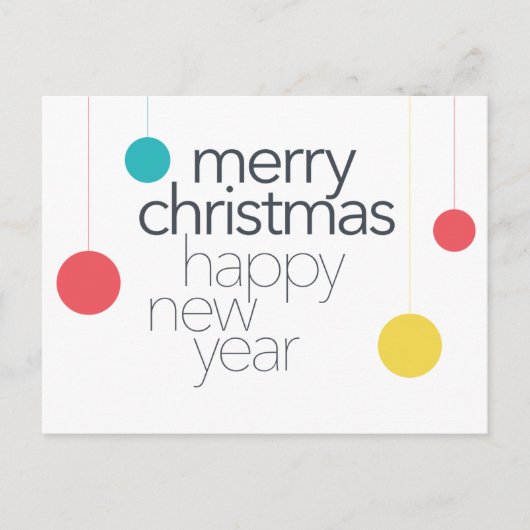 シンプルモダンおもしろい鮮やか「聖降誕祭お目出度う」 シーズンポストカード (正面)