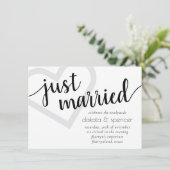 シンプルモダンたった今結婚しました | ブラックハート披露宴 招待状 (スタンド正面)