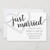 シンプルモダンたった今結婚しました | ブラックハート披露宴 招待状 (正面)