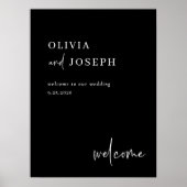 シンプルモダンとミニマリスト結婚ブラック ポスター (正面)