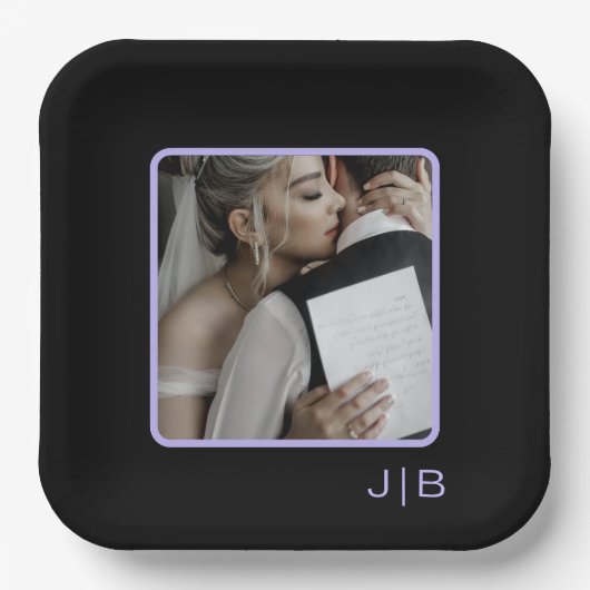 シンプルモダンとラベンダーカスタマイズ可能な写真 ペーパープレート (正面)