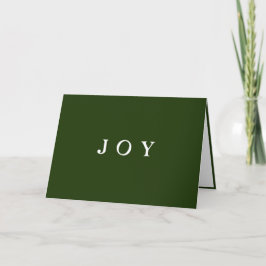 シンプルモダンなグリーンホリデーカード「JOY」タイポグラフィ シーズンカード