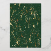 シンプルモダンなゴールド箔の縁取りが施されたグリーンのホリデーカード 箔シーズンカード (裏面)
