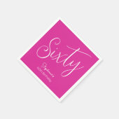シンプルモダンなスクリプトピンク60th誕生日パーティー スタンダードカクテルナプキン (角)