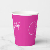 シンプルモダンなスクリプトピンク80th誕生日パーティー 紙コップ (右)