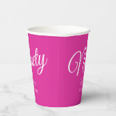 シンプルモダンなスクリプトピンク90th誕生日パーティー 紙コップ (右)