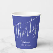 シンプルモダンなスクリプトLavender Purple 30th Birthday 紙コップ (正面)