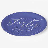 シンプルモダンなスクリプトLavender Purple 40th Birthday ペーパープレート (アングル)