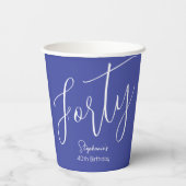 シンプルモダンなスクリプトLavender Purple 40th Birthday 紙コップ (裏面)