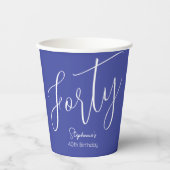 シンプルモダンなスクリプトLavender Purple 40th Birthday 紙コップ (正面)