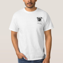 シンプルモダンなペットの写真と名前のモノクロームデザイン Tシャツ