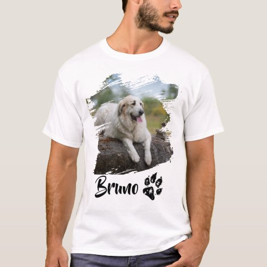 シンプルモダンなペットの写真と名前のTシャツ Tシャツ (正面)