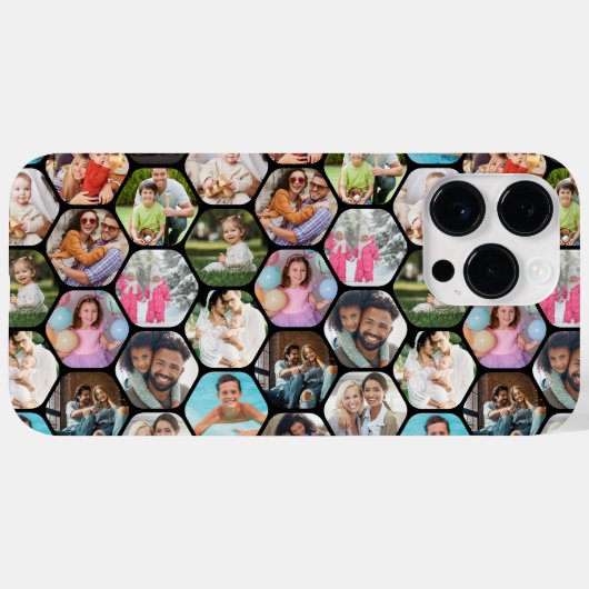 シンプルモダンな六角形のマルチフォトコラージュ Case-Mate iPhoneケース (裏面 (横))